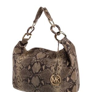 Michael Kors Brown Snake Print Shoulder Bag